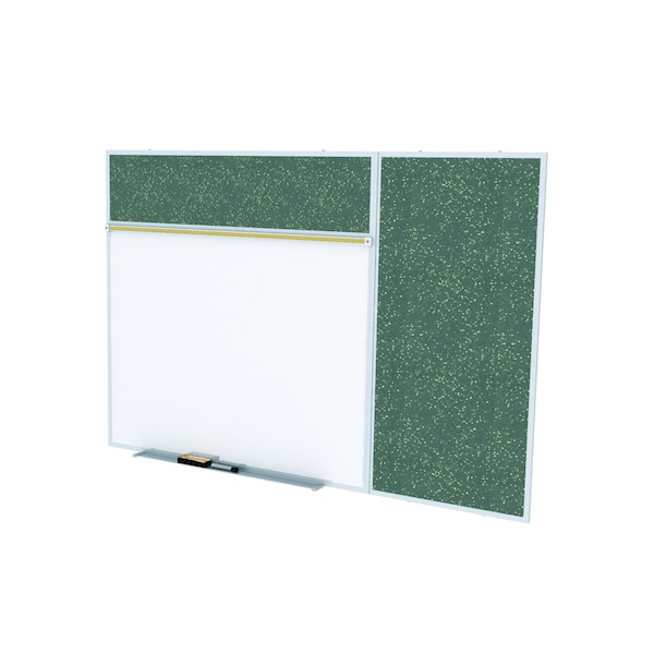 Combo Whiteboard/Bulletin, Mag Por/Rcycld, Styl B, 4 ft H x 10 ft W, Tan Spckd
